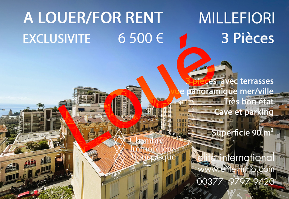 Monte Carlo: Lumineux 3 pièces avec terrasse vue dégagée