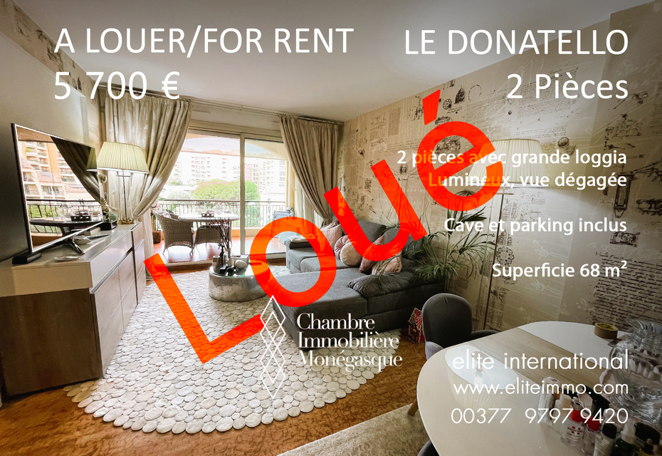 Fontvieille - Donatello : 2 pièces usage mixte avec terrasse, parking et cave